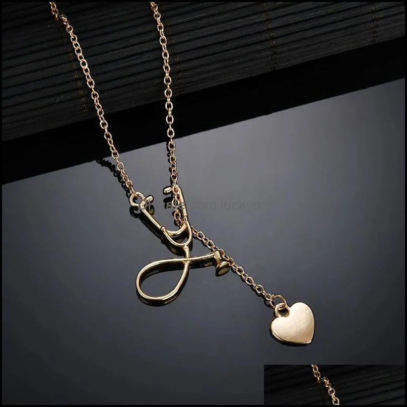 Pendant Necklaces Fashion Medical Jewelry Stethoscope Syringe Charms Necklace For Women Snake Chain Doctor Nurses Medicine School Grad Otpzv