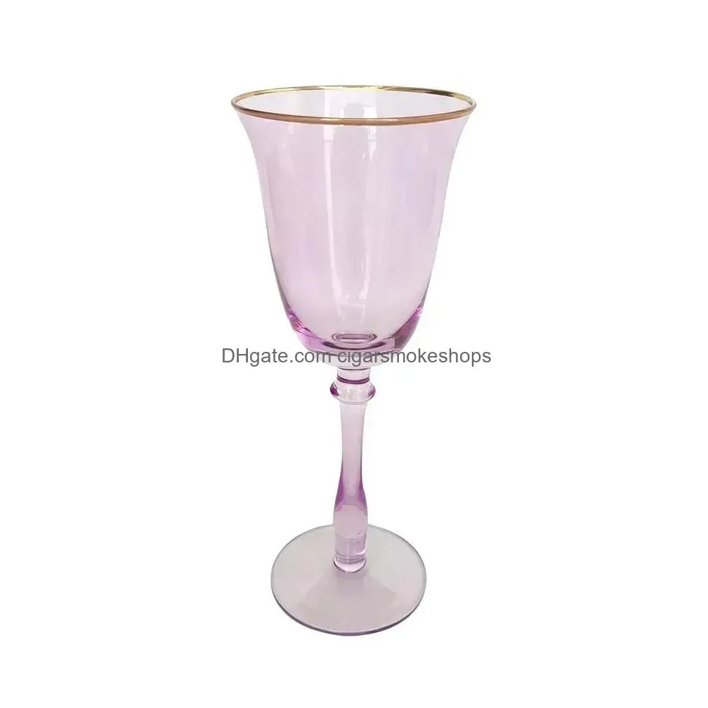 Wine Glasses 300Ml Colored Glass Goblet Red Champagne Saucer Cocktail Swing Cup For Wedding Party Ktv Bar Creative Jy11 Drop Delivery Dhszw