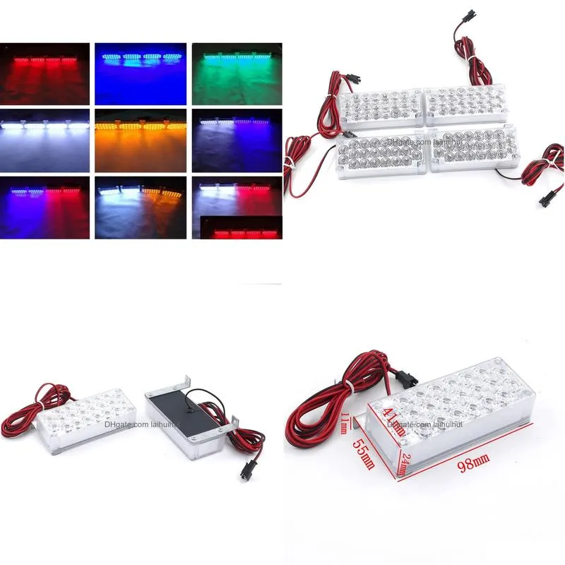 4x22 led strobe emergency flashing warning light car truck lights strobe lights 12v red blue amber white green 88led2114308