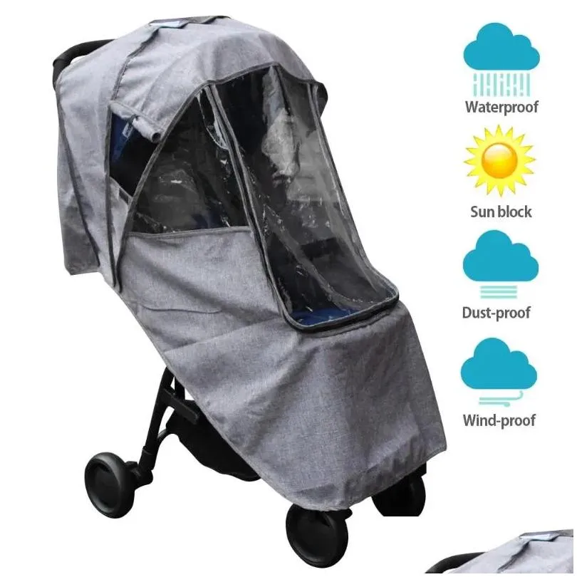 Stroller Parts Universal Pushchair Rain Cover Waterproof Raincoat Foldable Full Protection Rainwear Sun Shade For Outdoor Travel