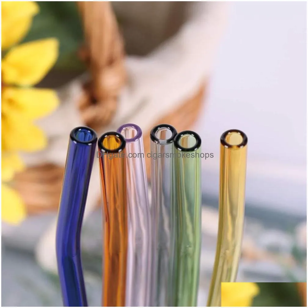 Drinking Straws Colorf Glass Sts Reusable St Eco-Friendly High Borosilicate Tube Bar Drinkware Drop Delivery Home Garden Kitchen, Dini Dhtha