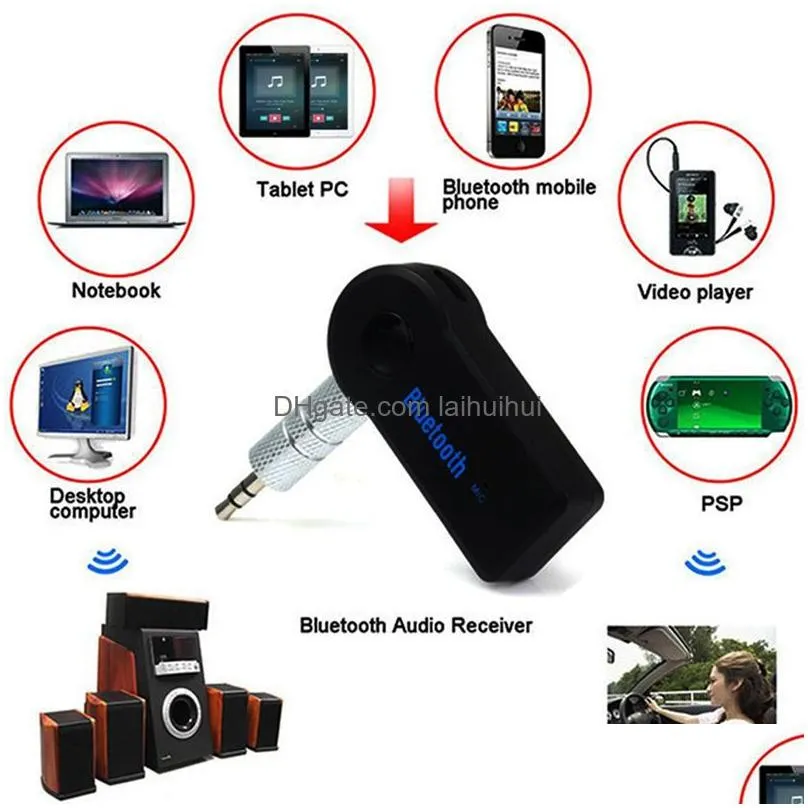 universal 3.5mm bluetooth car kit auto receiver a2dp o music adapter hands with mic for phone psp headphones tablet3021743