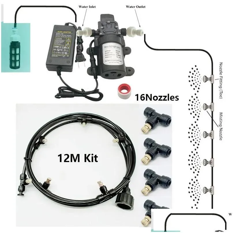 Water Mist Spray For Booth Sterilizing And Outdoor Nebulizer Pump Misting system Kit 6M 9M 12M 15M 18M Slip Lock T connectors5009355