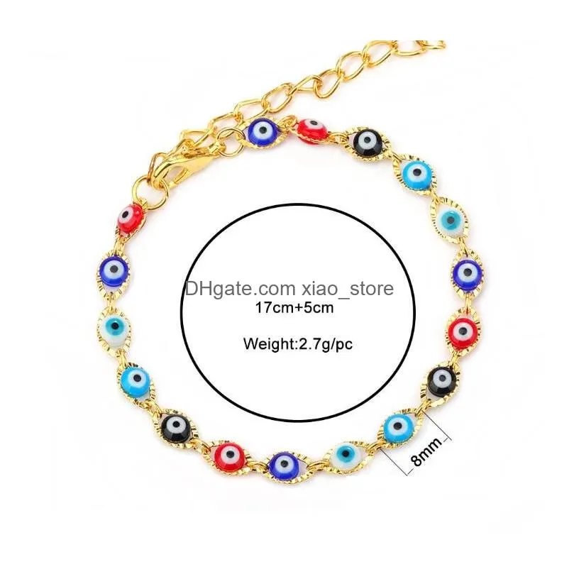turkey evil blue eye bracelet chain prayer jewelry gold plated oval eyes charm bracelets bangles for women gift