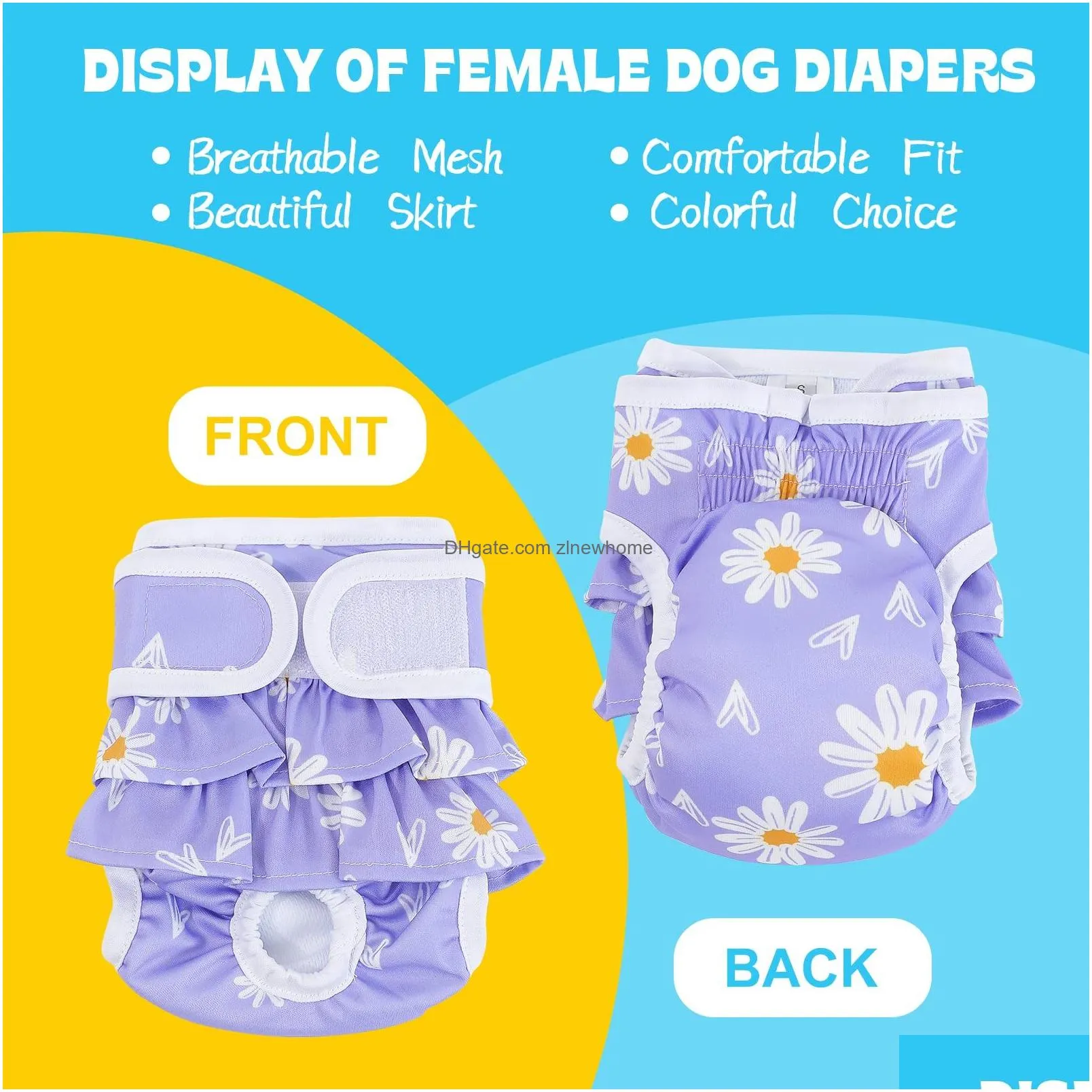 Dog Apparel Washable Diapers Female Reusable Highly Absorbent Doggie Dress Style Durable Leak-Proof For Period Heat Incontinence Drop Dheo8