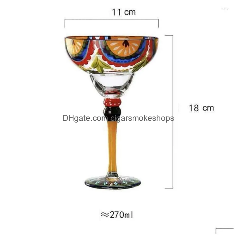 Wine Glasses Creative Margarita 270Ml Handmade Colorf Cocktail Cup Europe Goblet Champagne Bar Party Home Drinkware Drop Delivery Dhir3