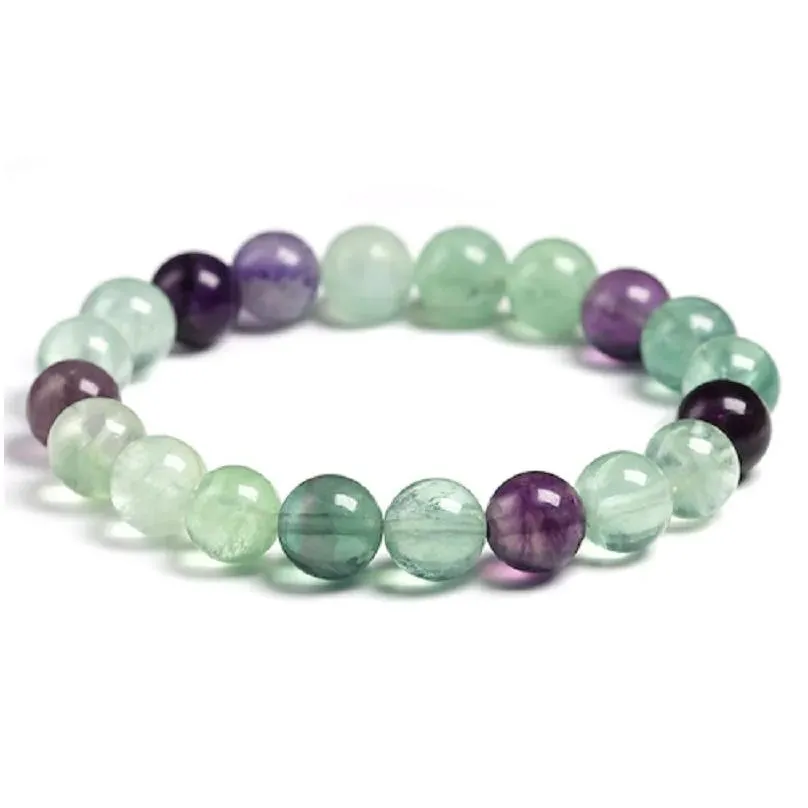 Charm Bracelets 6Mm 8Mm 10Mm Natural Stone Rainbow Fluorite Beads Bracelet Girls Jewelry Healing Energy Buddha Drop Delivery Dhn0G