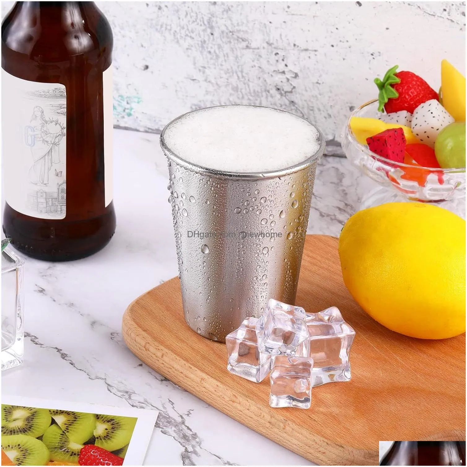 Tumblers Stainless Steel Pint Cups Metal Unbreakable Drinking Glasses Water For Kids Adts Indoor And Outdoor Use - Sier Drop Delivery Dh6O2