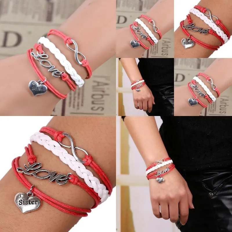 Charm Bracelets Rope Weave Braided Leather Bracelet Vintage Style Mti Layer Beaded Men Women Drop Delivery Otmp6