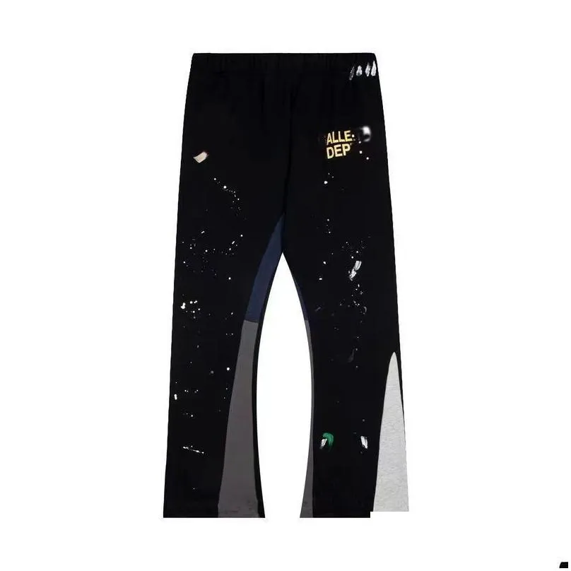 Mens pants sweatpants designer pants for men printed in dark speckled letters high quality mens trousers baggy sweat casual straight pants with black white