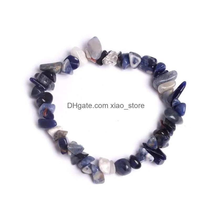 natural healing crystal beaded strands bracelet sodalite chip gemstone 18cm stretch natural stone jewelry for women girls bracelets