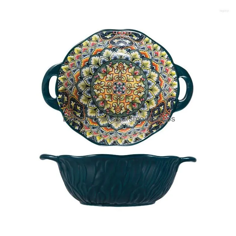 Dishes & Plates Bohemian Ceramic Bowls Tableware Dish Dining Table Set Soup Bowl Dinner And Sets Drop Delivery Home Garden Kitchen, Ba Dh3Lw