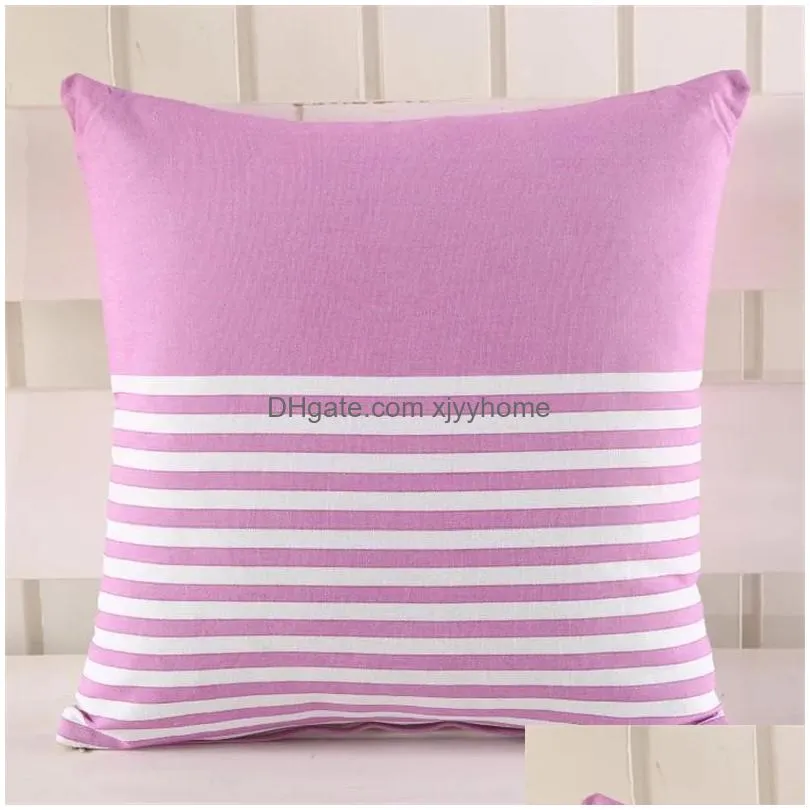 Cushion/Decorative Pillow /Decorative 45X45Cm Linen Classical Geometric Striped Pillowcase Sofa Waist Er Car Office Home Drop Delivery Dhzwk