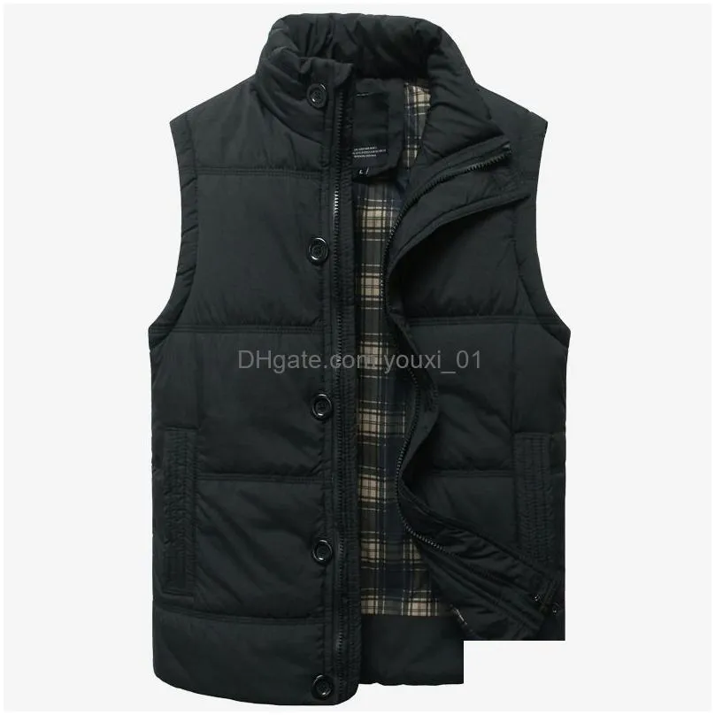 Men`S Vests Wholesale- Spring New Casual Stand Collar Doudoune Sans Manche Homme Slim Solod Color Sleeveless Jacket Men Drop Delivery Dhobi