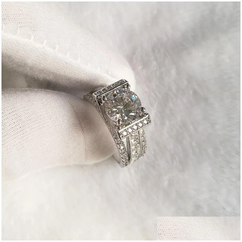 Wedding Rings Handmade Classical Jewelry 925 Sterling Sier Round Cut White Topaz Cz Diamond Gemstones Party Eternity Eiffel Tower Wo Dh9Fe