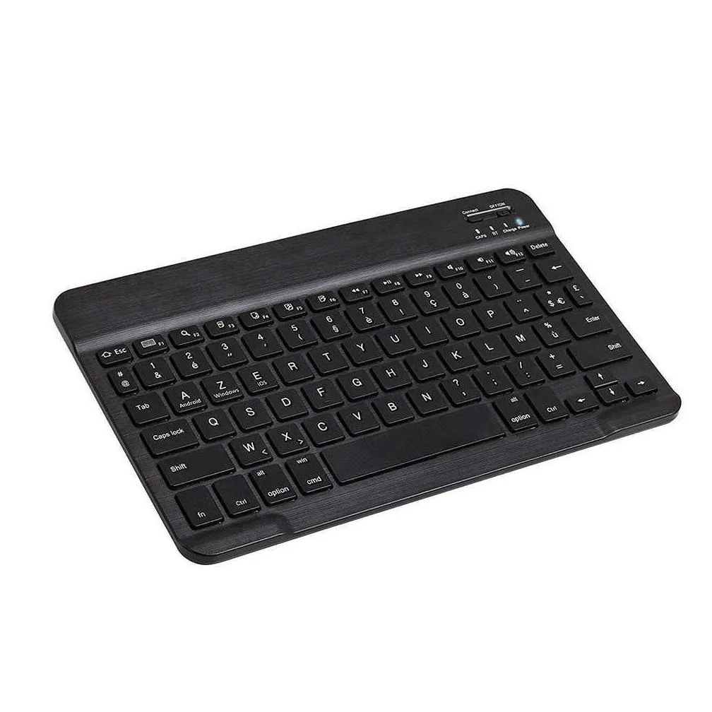 Zienstar 10inch Azerty French Aluminum Mini Wireless Keyboard Bluetooth for  IOS Android Tablet Windows PC Lithium Battery