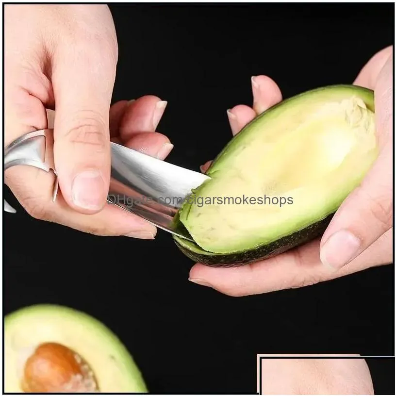 Fruit & Vegetable Tools Passion Opener Stainless Steel Whale Avocado Kiwi Open Cutter Kitchen Gadgets With Spoon Drop Delivery Home 12 Dhvhi