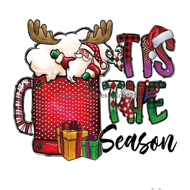 Sewing Notions & Tools Christmas Iron On Transfers Stickers Cute Deer Xmas Heat Transfer Es Applique For T-Shirt Jackets Hoodies Coat Dha6O
