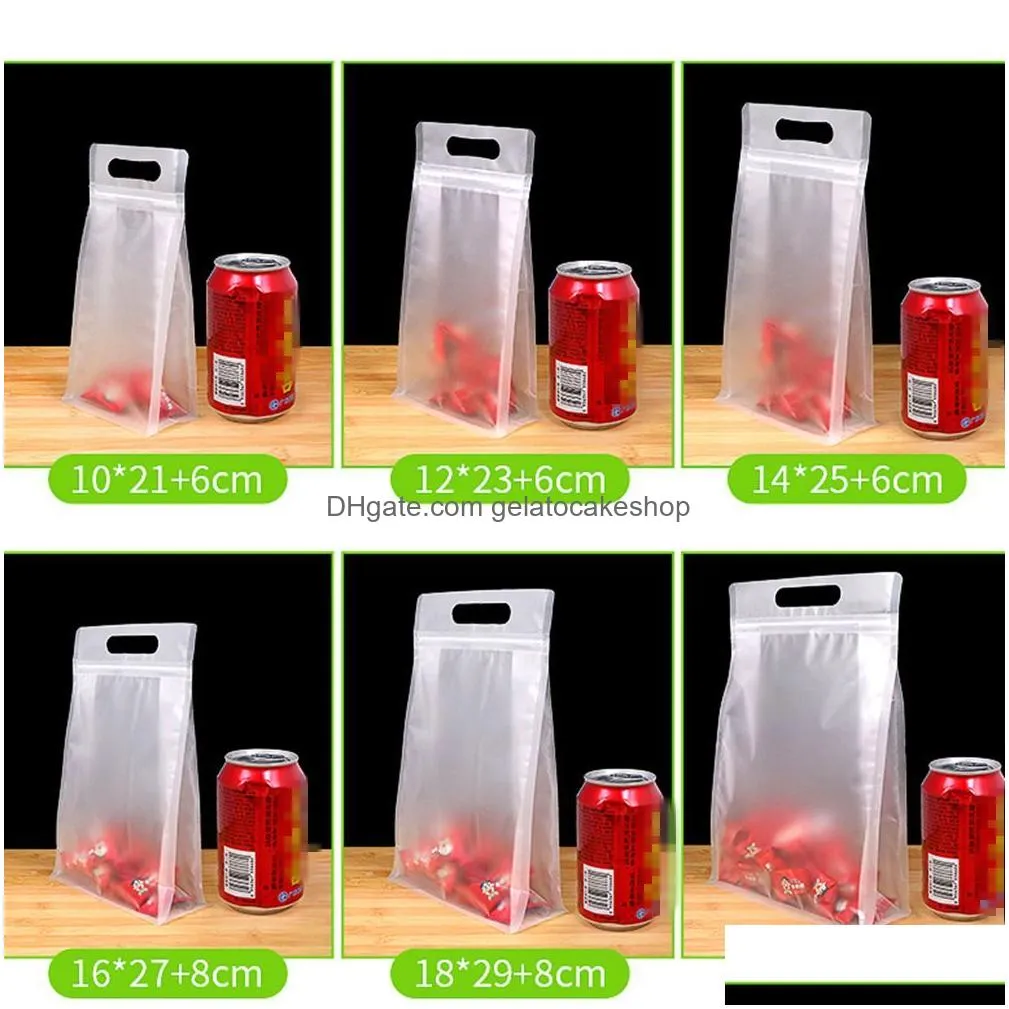 wholesale 100pcs matte clear resealable zipper bag stand up portable pouches thickened snack packing carry pack bags plastic food saver sealable