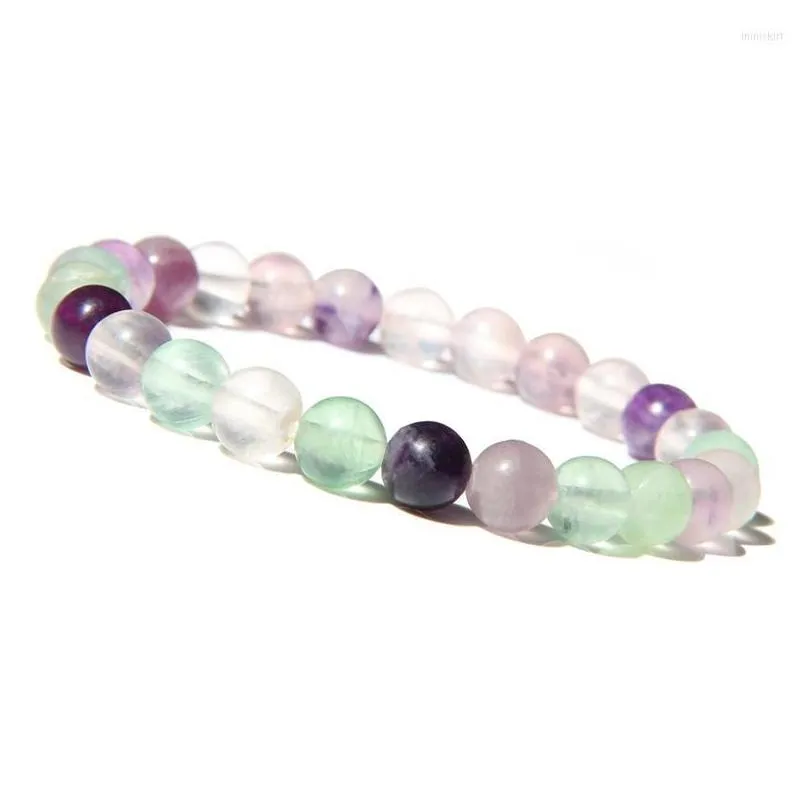 Charm Bracelets 6Mm 8Mm 10Mm Natural Stone Rainbow Fluorite Beads Bracelet Girls Jewelry Healing Energy Buddha Drop Delivery Dhn0G