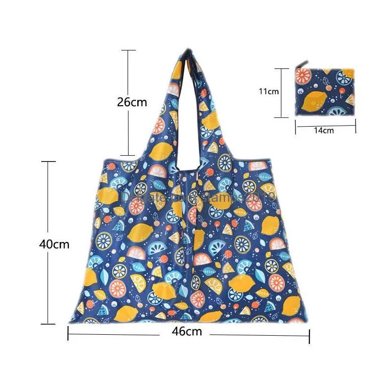 Storage Bags Foldable Shop Bag Reusable Travel Grocery Eco-Friendly Cartoon Cat Dog Cactus Lemon Printing Tote Drop Delivery Home Ga Dhnx0