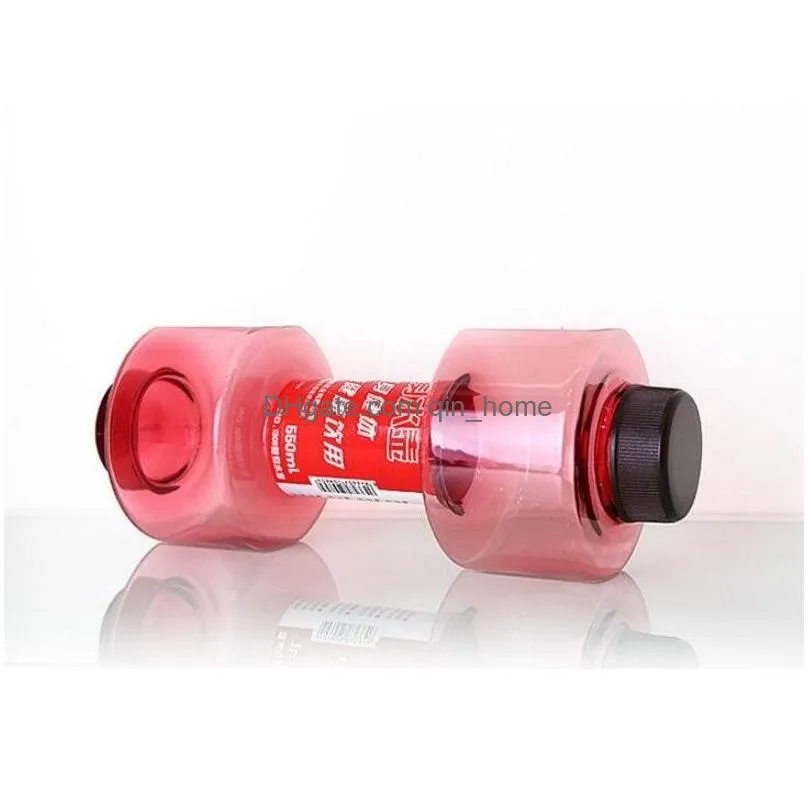  dumbbell water bottle dumbbell shaped sport water kettle fitness sports plastic cup sealed leak proof bottle 20oz ewe7418