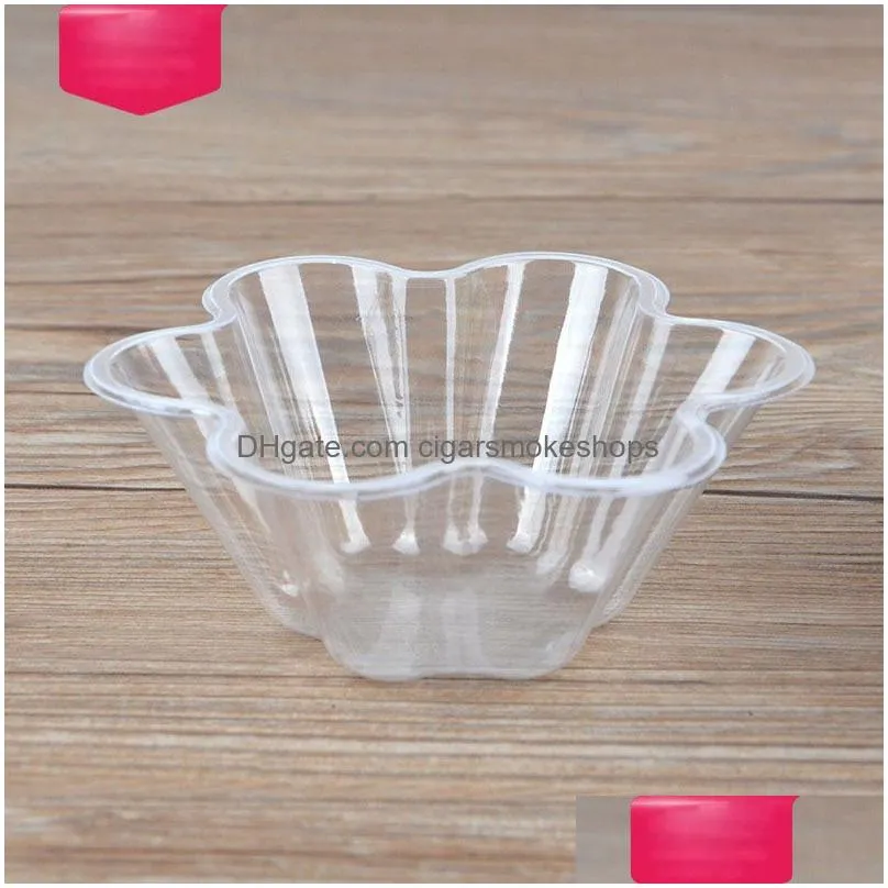 Ice Cream Tools Disposable Plastic Bowls Flower Shape Clear Pet Dessert Cup Drop Delivery Home Garden Kitchen, Dining Bar Kitchen Dhpv7