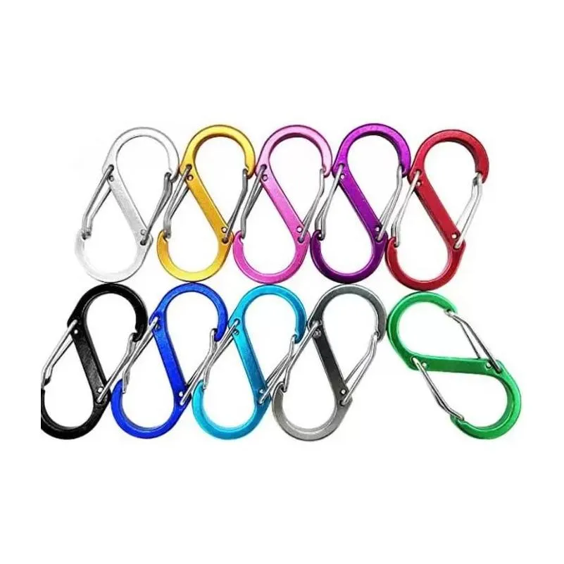 51x23mm Large Keychain Multifunctional Key Ring Outdoor Tools Camping S-type Buckle 8 Characters Quickdraw Carabiner June21