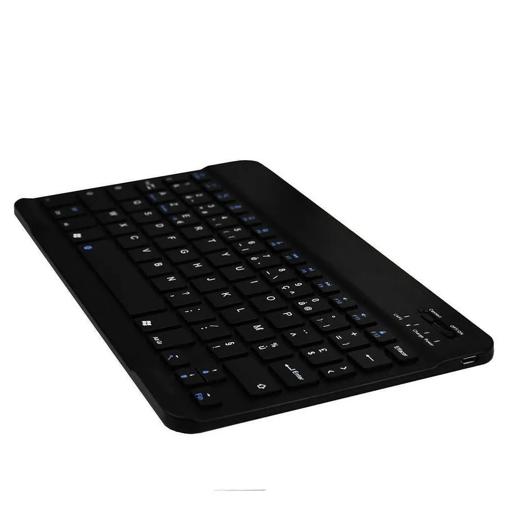 Zienstar 10inch Azerty French Aluminum Mini Wireless Keyboard Bluetooth for  IOS Android Tablet Windows PC Lithium Battery