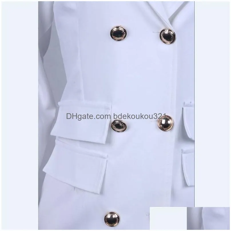 Women`S Suits & Blazers Womens White Ladies Blazer Dress Women Suit Winter Y Long Sleeve Party Female Button Girl Jacket 2021 Drop De Dhlyo