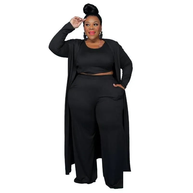 Casual Women Plus Size Tracksuits Fashion Sports Home Robe Coat Pants Three Pieces Suit Women`s Clothing Large Sizes for Female