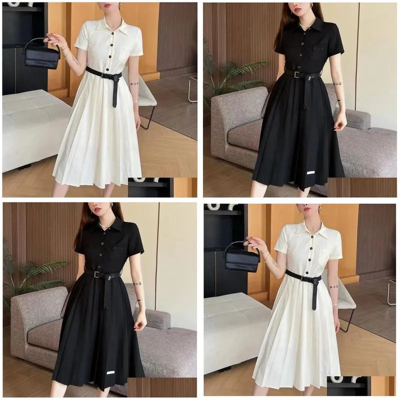 Fashion Casual Women`s Dresses Designer Spring Summer 2024 New Women`s Clothing Function Dark Series Ribbon Nylon Skirt With Belt