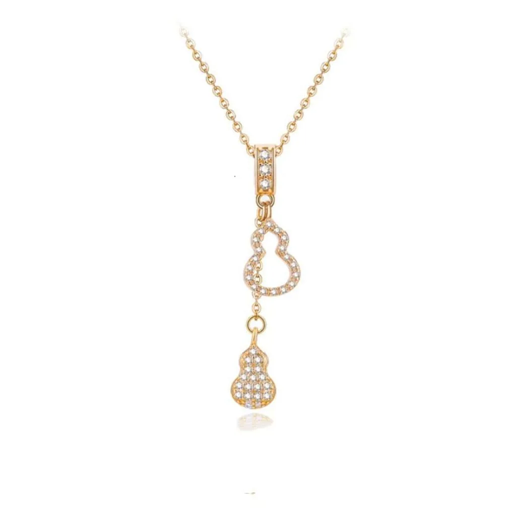 Tassel Micro Inlaid Diamond Double Gourd Necklace for Women