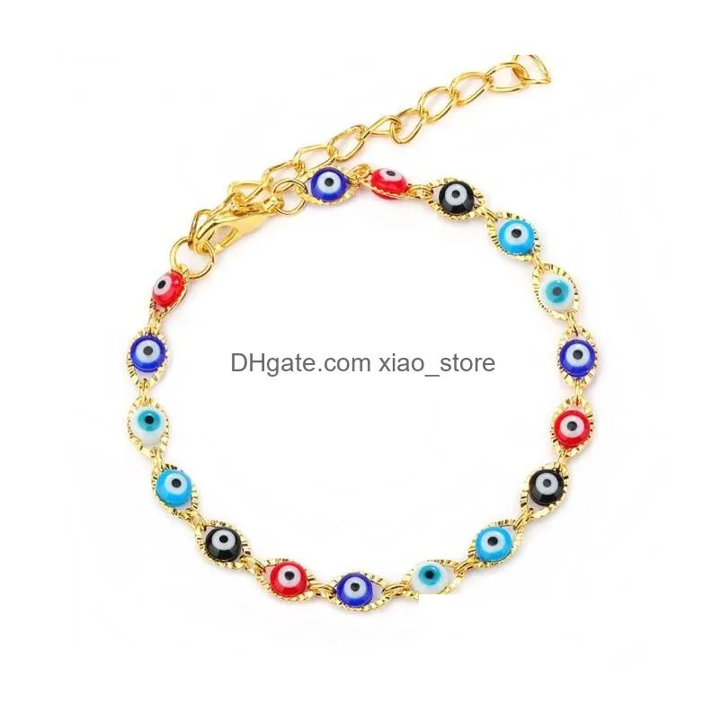 turkey evil blue eye bracelet chain prayer jewelry gold plated oval eyes charm bracelets bangles for women gift