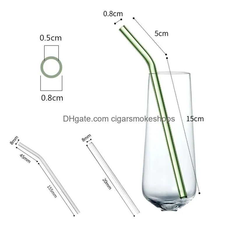 Drinking Straws Colorf Glass Sts Reusable St Eco-Friendly High Borosilicate Tube Bar Drinkware Drop Delivery Home Garden Kitchen, Dini Dhtha