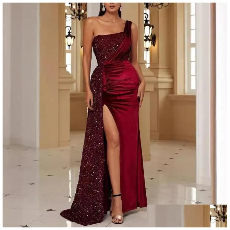 Casual Dresses Women Summer Long Dress Sleeveless Diamonds Open Fork Sexy Night Club Party Bandage Fashion Maxi Vestidos