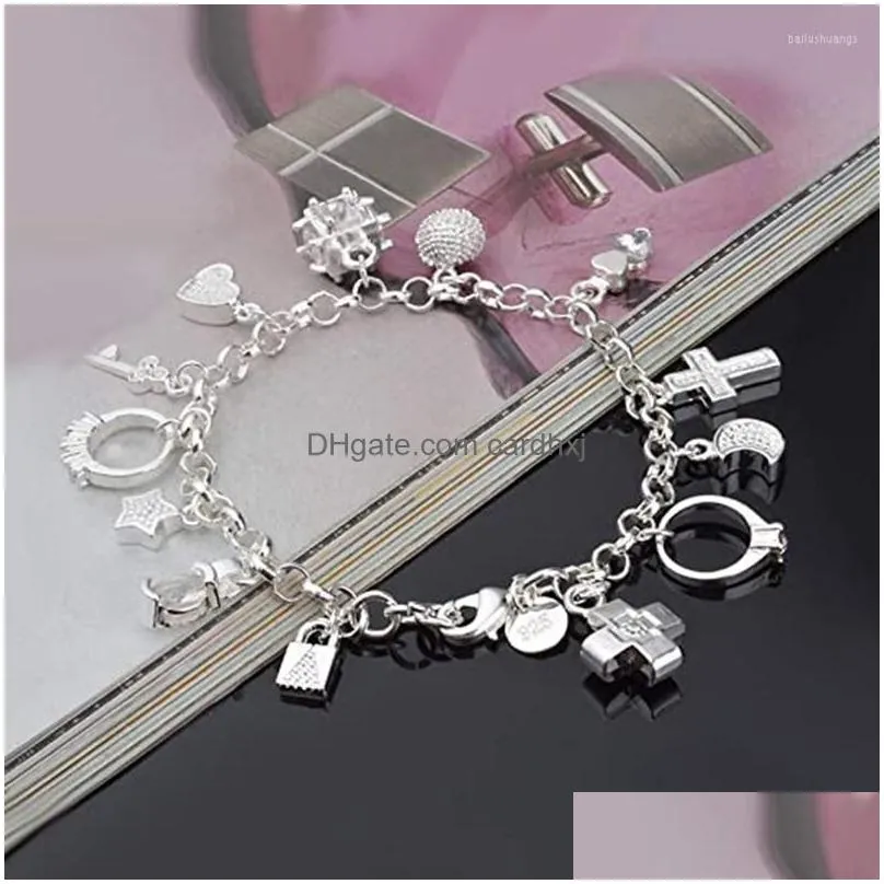 Charm Bracelets European Fashion Sier Color Thirteen Tassel Zircon Pendant Bracelet Sweet Romantic Mti- For Drop Delivery Dha42
