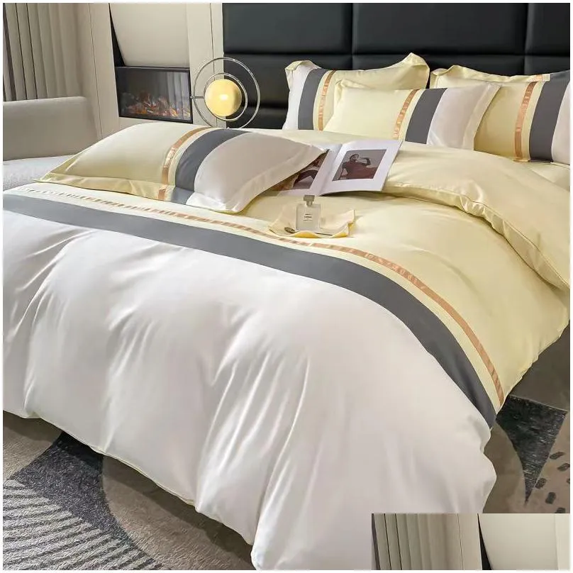 Bedding Sets Linen Set Washed Cotton Four-Piece Bed Sheets Comfort Drop Delivery Home Garden Textiles Supplies Ot6Nv