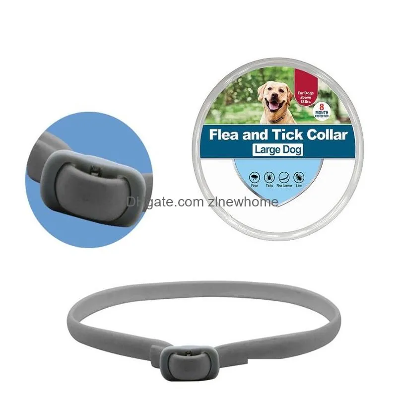 Dog Collars & Leashes Pet Flea And Tick Collar Protects From Biting Insects Adjustable Fits Both Dogs Cats Built-In Plant Based Forma Dhwzn