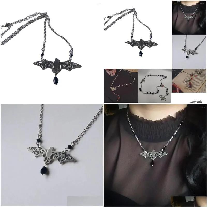 Pendant Necklaces Fashion Vintage Punk Gothic Bat Necklace For Women Animals Choker Neck Chain Halloween Collar Hip Hop Girls Jewelr Dhlvp