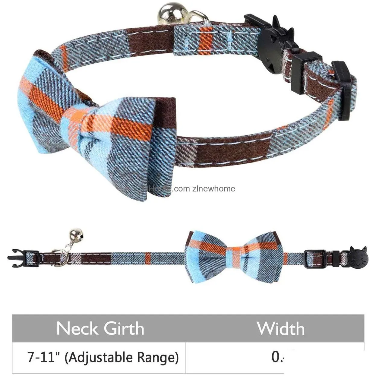 Cat Collars & Leads Collar Breakaway With Bell And Bow Tie Cute Plaid Patterns Design Adjustable Kitty Safety Pet For Cats From Drop D Dhdkz
