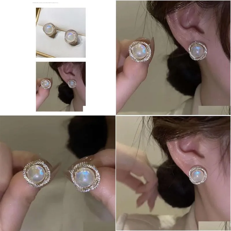 Korean Exquisite Small Pearl Earrings, Light Zircon Stone, High Quality Elegance, Versatile and Simple Earrings for Commuting Women