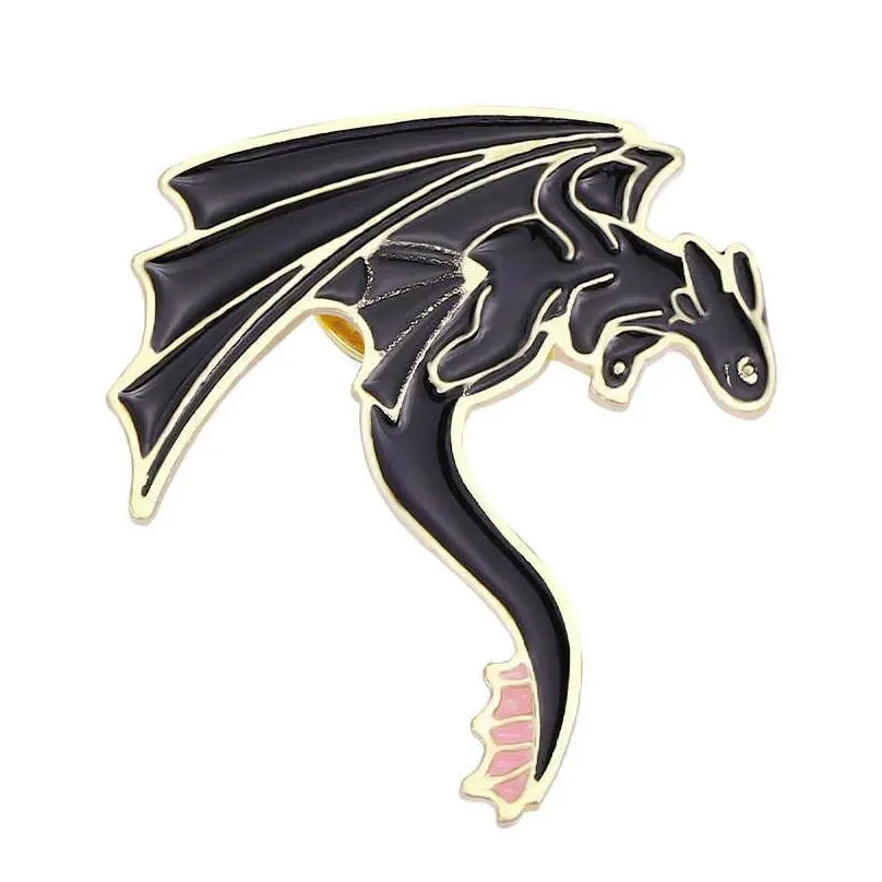Animal Brooch dinosaur shrimp couple black and white jewelry niche design metal badge electroplating
