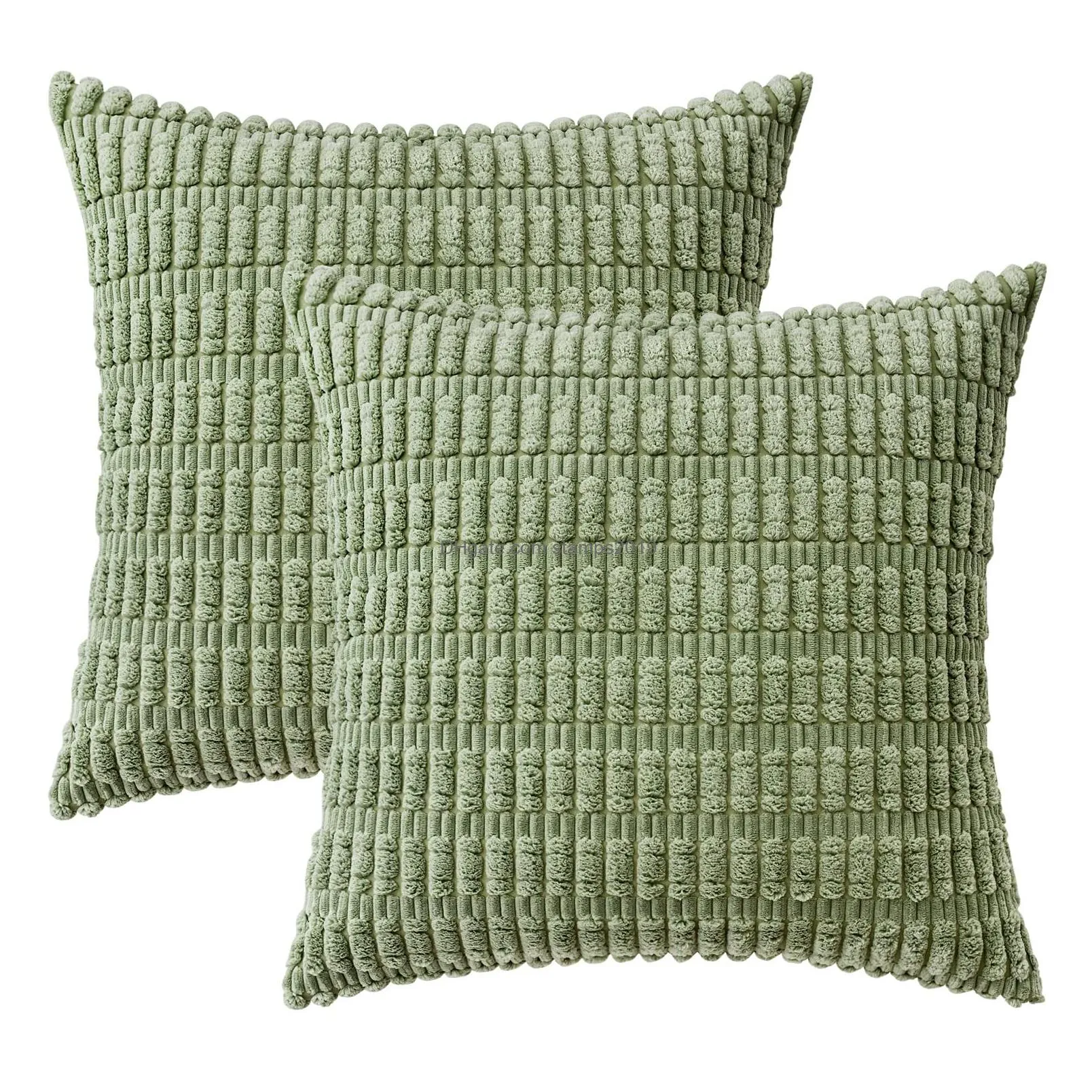 corduroy decorative throw pillow covers 18x18 inch soft cushion pillowcase home decor for modern farmhouse sofa living room couch bed