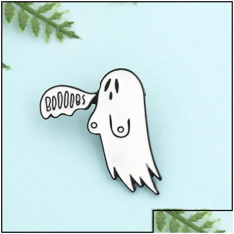 pins brooches cute smoking boo ghost enamel pin brooch cartoon women men denim jackets lapel pins backpack badges kids fash dhgarden