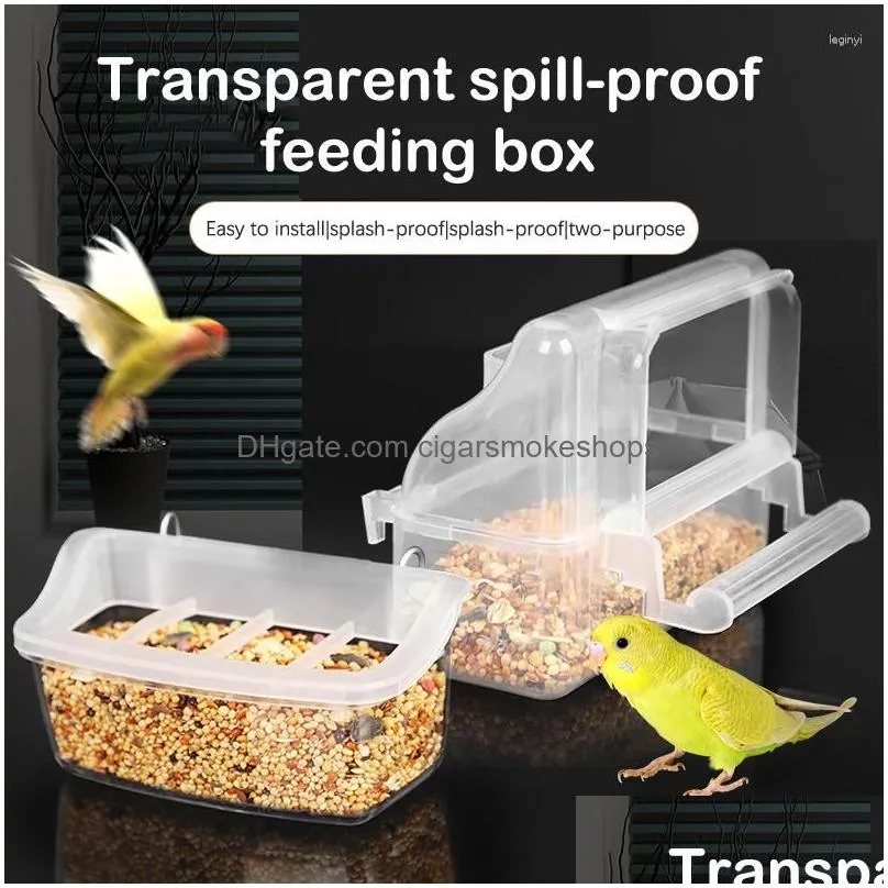 Other Bird Supplies Parrot Feeder Drinker Cage Birds Water Hanging Bowl Box Pet Plastic Food Container Drop Delivery Dhkw1