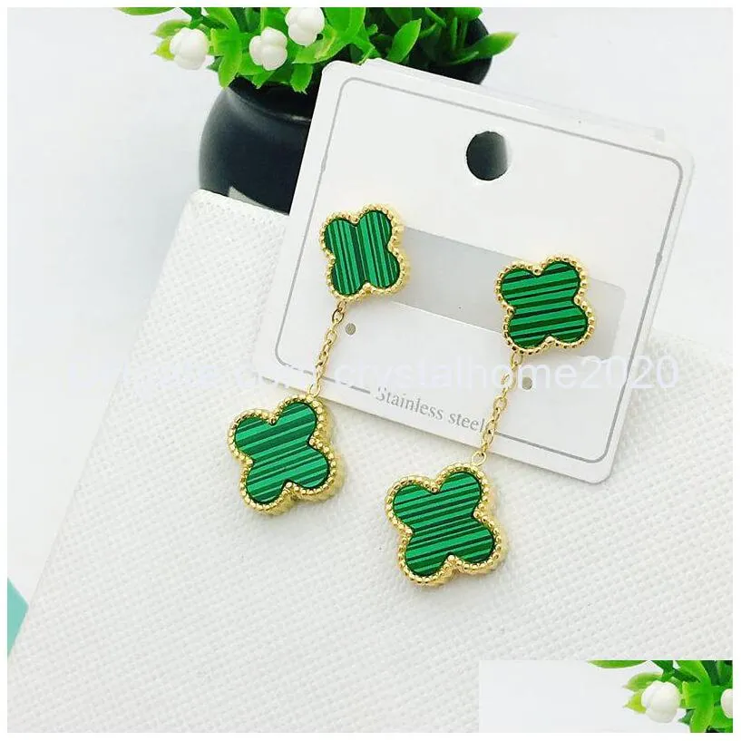 Stud Fashion Good Luck Clover Charm Stainless Steel Earring Jewelry For Women Gift Drop Delivery Otly2
