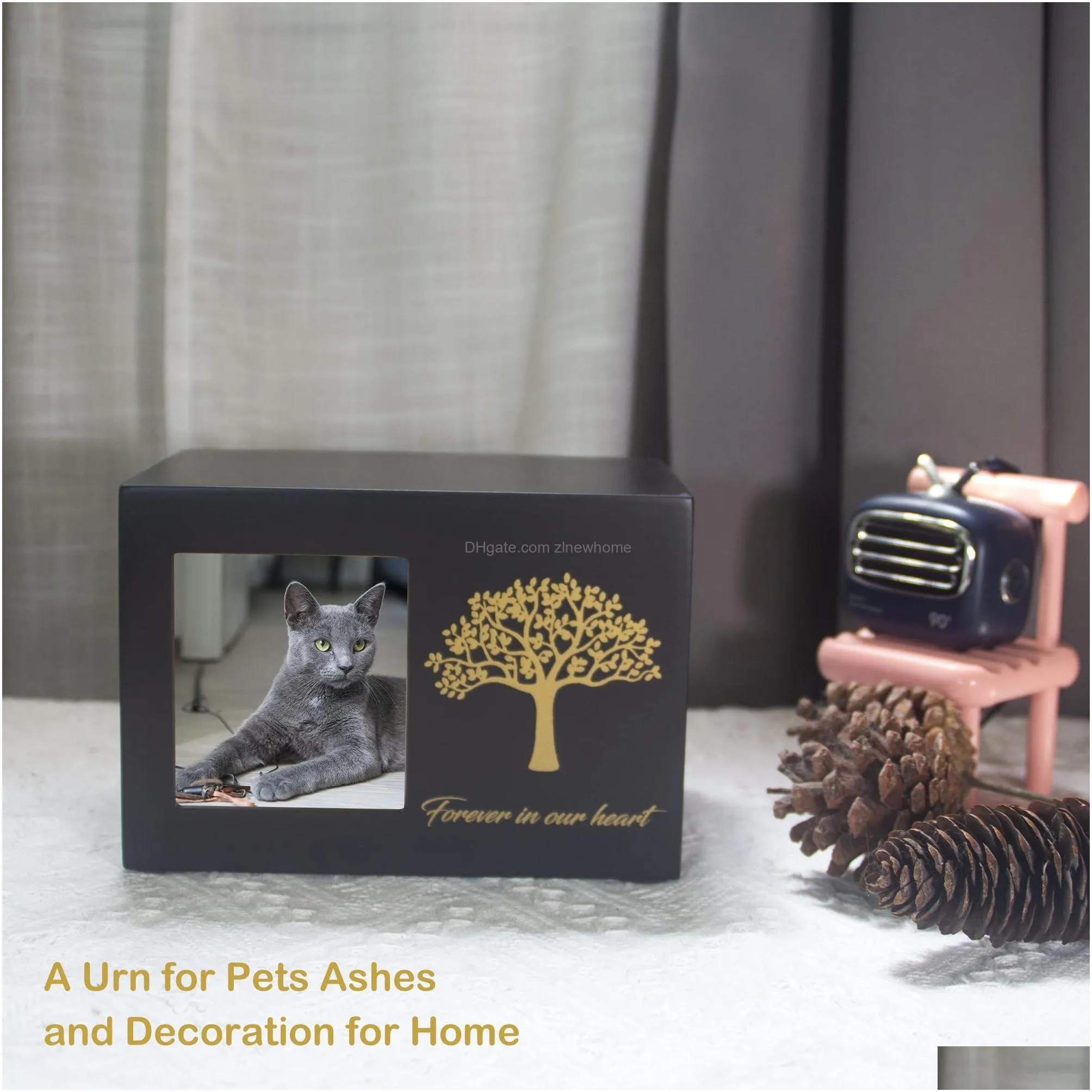 Other Dog Supplies Pet Memorial Urns For Dogs Or Cats Ashes Wooden Cremation With Personalized Po Frame Keepsake Box Loss Sympathy Rem Dhn6M