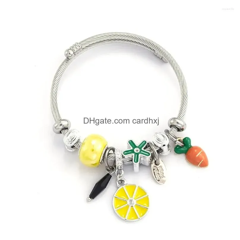 Bangle Spring And Summer Lovely Pineapple Titanium Steel Bracelet Personalized Womens Diy Amazon Pendant Drop Delivery Dhnaf
