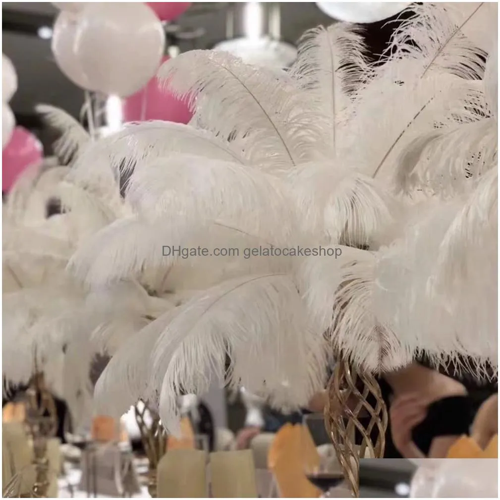 wholesale 100pcs white ostrich feathers plumes 25-30cm diy jewelry making wedding home decoration crafts accessories needlework plumas table